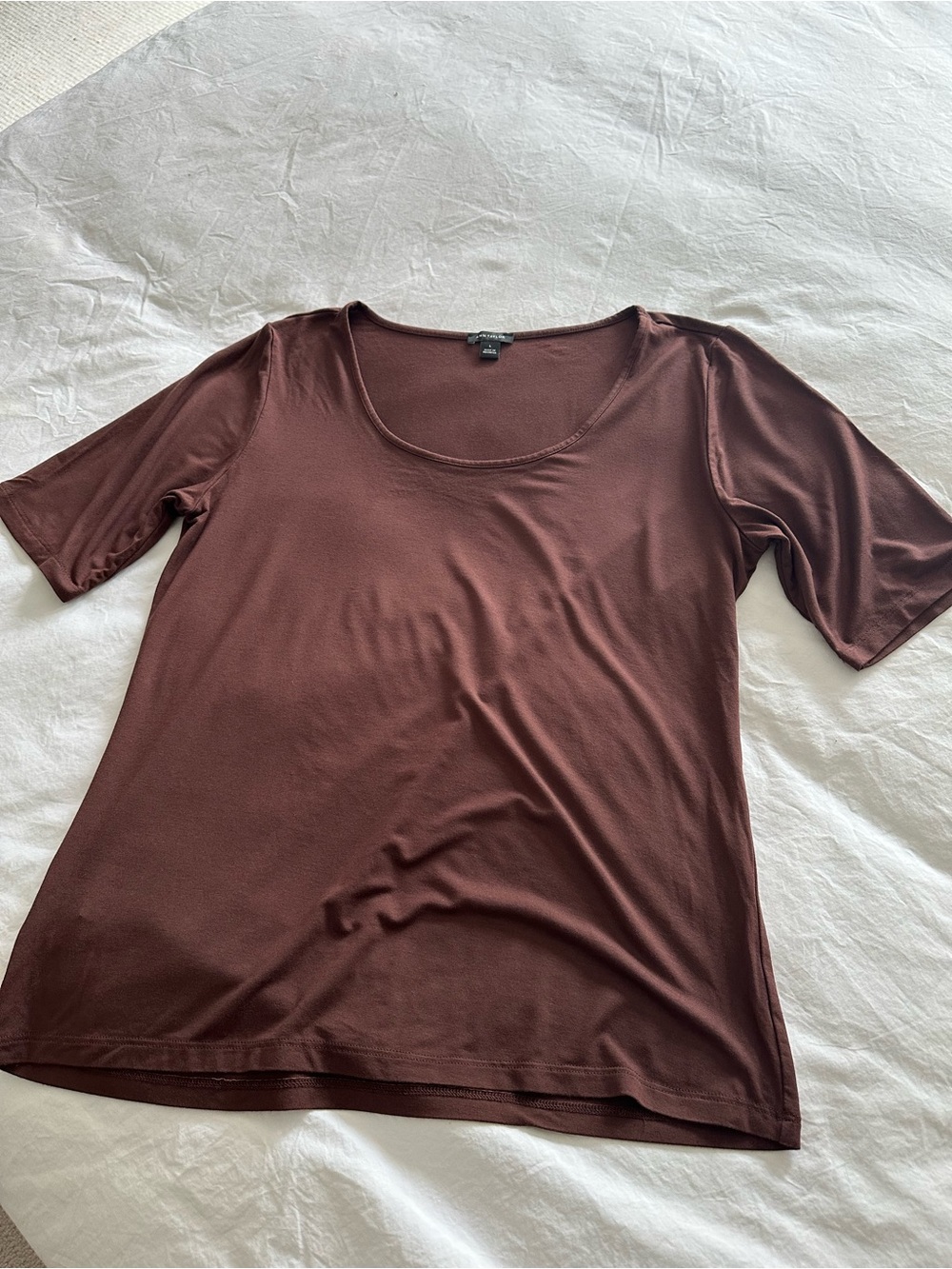 Ann Taylor Scoop Neck Short Sleeve Top - Chocolate Brown, size large - Picture 5 of 9